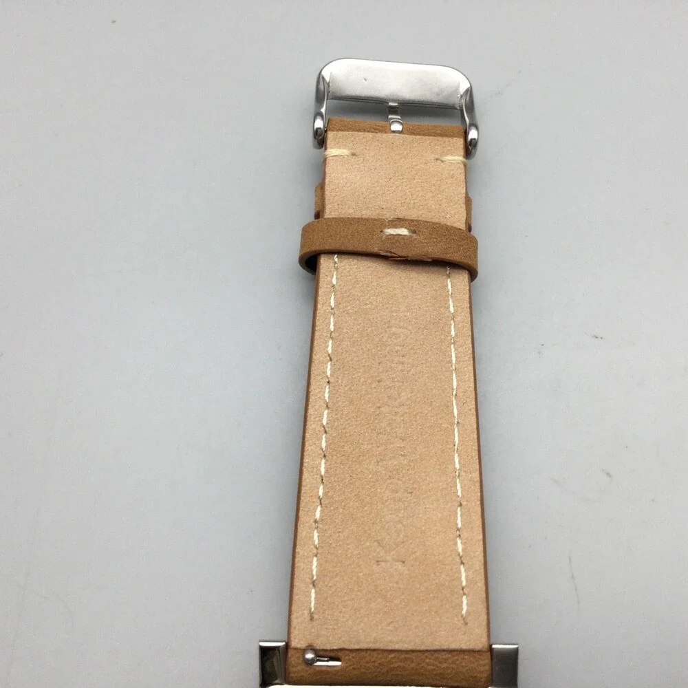 DMQ Square Watch Womens 28mm Silver Tone Crystals Tan Leather Strap New Battery
